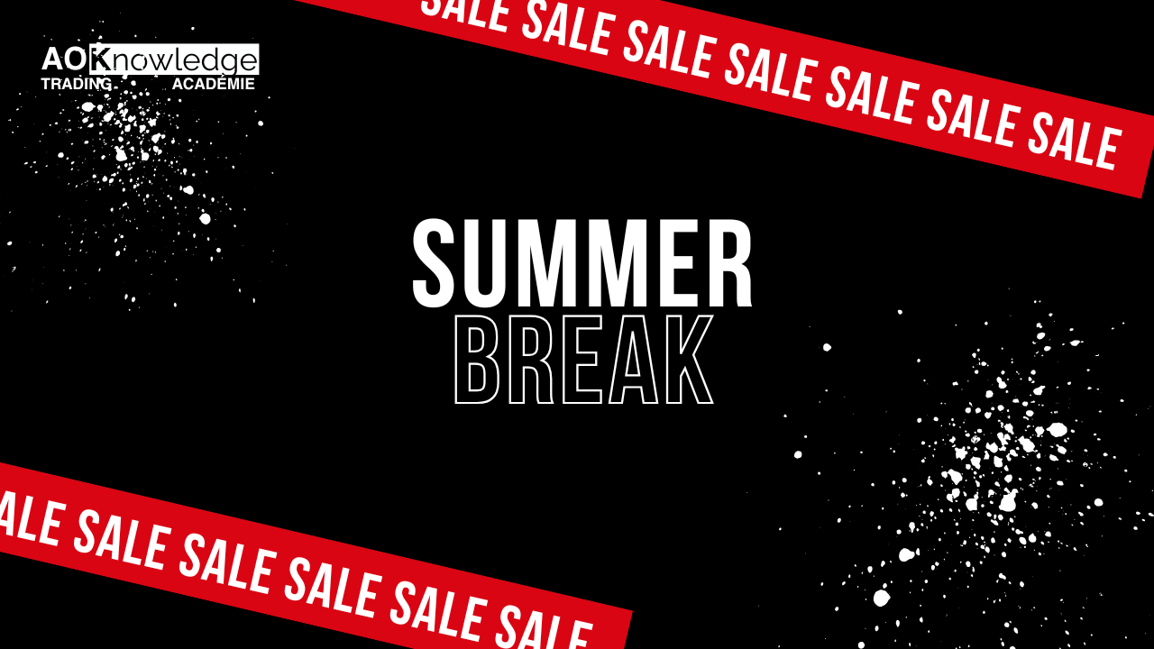 Visuel Summer Break des Échos de l’Académie : le titre sur fond noir, encadré de deux bandeaux rouges répétant le mot « Sale »