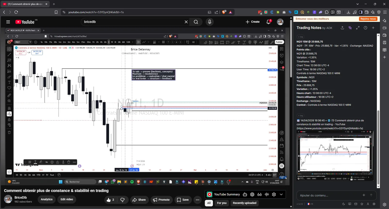 Capture intelligente sur YouTube : titre et transcription